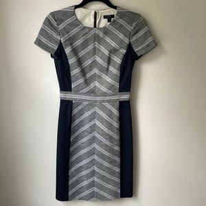 J. Crew navy chevron striped pencil dress, size 00